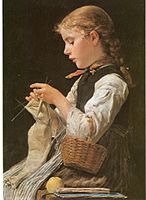 Jeune fille tricotant, 1884.