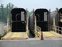 Modern autoracks in use on Amtrak's Auto Train