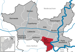 Läget för staden Bad Oeynhausen i Kreis Minden-Lübbecke