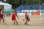 Deutsch: Beachhandball Europameisterschaften 2019 (Beach handball Euro); Tag 2: 3. Juli 2019 – Männer, Vorrunde Gruppe B, Serbien-Portugal 2:0 (20:15, 88:17) English: Beach handball Euro; Day 2: 3 July 2019 – Men Preliminary Round Group B - Serbia-Portugal 2:0 (20:15, 88:17)