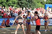 Deutsch: Beachhandball Europameisterschaften 2019 (Beach handball Euro); Tag 4: 5. Juli 2019 – Frauen, Viertelfinale, Spanien-Ungarn 1:2 (14:16, 26:16, 2:5) English: Beach handball Euro; Day 4: 5 July 2019 – Quarter Final Women – Spain-Hungary 1:2 (14:16, 26:16, 2:5)