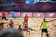 Deutsch: Beachhandball bei den Olympischen Jugendspielen 2018; Tag 3, 10. Oktober 2018; Mädchen, Vorrunde, Gruppe B - Niederlande-Argentinien 2:0 English: Beach handball at the 2018 Summer Youth Olympics at 10 October 2018 – Girls Preliminary Round Group B‎ – Netherlands-Argentina 2:0