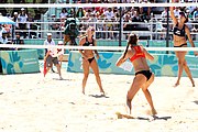 Deutsch: Beachvolleyball bei den Olympischen Jugendspielen 2018; Tag 9, 15. Oktober 2018; Mädchen, Viertelfinale: USA-Spanien 2–1 (21–19/17–21/15–9) English: Beach volleyball at the 2018 Summer Youth Olympics at 15 October 2018 – Girls Quarterfinals: USA-Spain 2–1 (21–19/17–21/15–9)