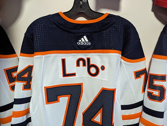 An Oilers jersey with Bear in Cree