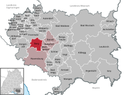 Elhelyezkedése Baden-Württemberg térképén