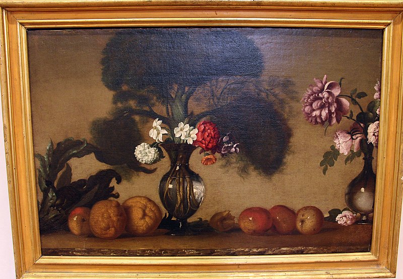 File:Bernardo strozzi (ambito), natura morta con due vasi di fiori, frutta e carciofo, 1650-1700 ca. 01.JPG