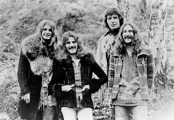 Black Sabbath original line-up in 1973 (left to right: Osbourne, Butler, Iommi, Ward)