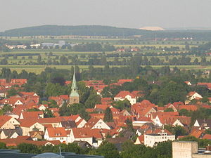 View from Ebersberg to Springe, in the background the potash heap of the Siegfried-Giesen potash plant