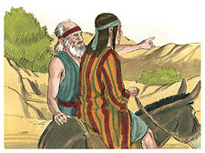 Jacob called Joseph and told him to go to Shechem. (1984 illustration by Jim Padgett, courtesy of Distant Shores Media/Sweet Publishing) Book of Genesis Chapter 37-9 (Bible Illustrations by Sweet Media).jpg