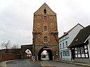 City fortification with gate tower "Stettiner Tor", wall tower "Storchenturm", city wall with substructure of the wall tower "Blauer Hut", wall tower "Zingel", remains of Wiek houses