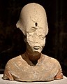 Bust of Akhenaten, pained and gilded limestone, c.1340 BCE. From Amarna, Egypt. Neues Museum.jpg