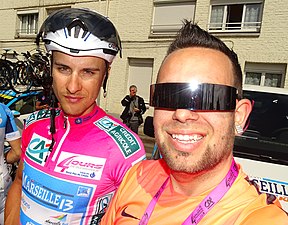 Lors du départ de la 5e étape des Quatre jours de Dunkerque 2015 à Cappelle-la-Grande.