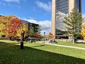 View of the main academic quadrangle, facing MacOdrum Library