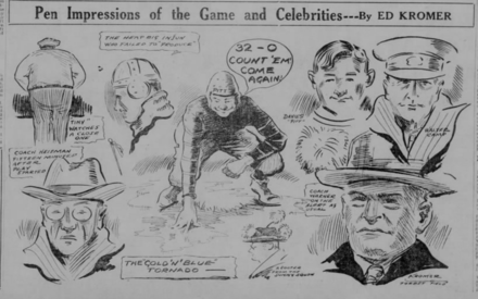 Cartoonist's impressions of the 1918 Pitt vs. Georgia Tech game