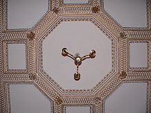 Ceiling in the Bedchamber Closet and Red Closet Room, derived from a ceiling by Inigo Jones at The Queen's House, Greenwich Ceiling of the Bedchamber closet.jpg