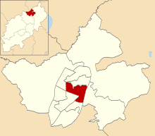 Location of Central ward Central ward in Corby 2015.svg