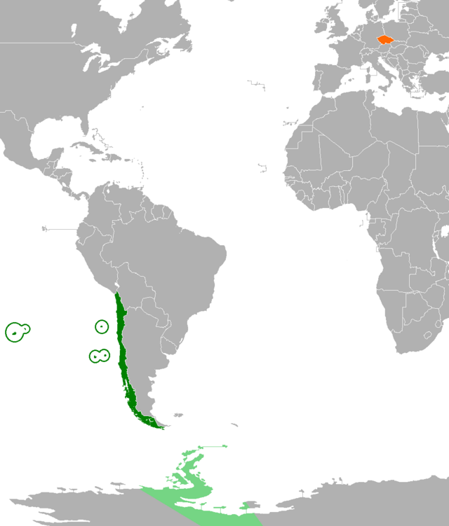 Česko a Chile na mapě světa