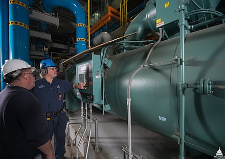 The Capitol Power Plant uses chillers to increase water efficiency