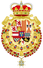 Armoiries du prince des Asturies (1700-1761) -Version avec polaire d'or et colliers du Saint-Esprit.svg