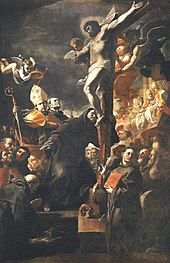 Christus am Kreuz mit Hl. Franziskanern, 350 × 200 cm, 1657,San Lorenzo Maggiore, Neapel