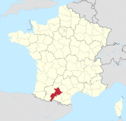 Lage des Departements Haute-Garonne in Frankreich