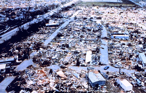 Dadeland Mobile Home Park neighborhood near Kendall destroyed by Hurricane Andrew in 1992.