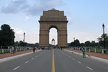 The India Gate (All India War Memorial) is a war memorial located on the eastern edge of the "ceremonial axis" of New Delhi, India. India Gate is a memorial to 70,000+ soldiers of the British Indian Army who died in the First World War Delhi, India, India Gate.jpg