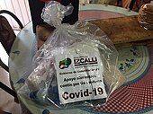 A food relief given in the State of Mexico by the municipality of Cuautitlan Izcalli to help during the pandemic Despensa COVID-19 Cuautitlan Izcalli.jpg