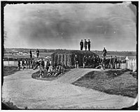 District of Columbia. Detachment of Company K, 3rd Massachusetts Heavy Artillery, by guns of Fort Stevens District of Columbia. Detachment of Company K, 3d Massachusetts Heavy Artillery, by guns of Fort Stevens LOC cwpb.04143.jpg