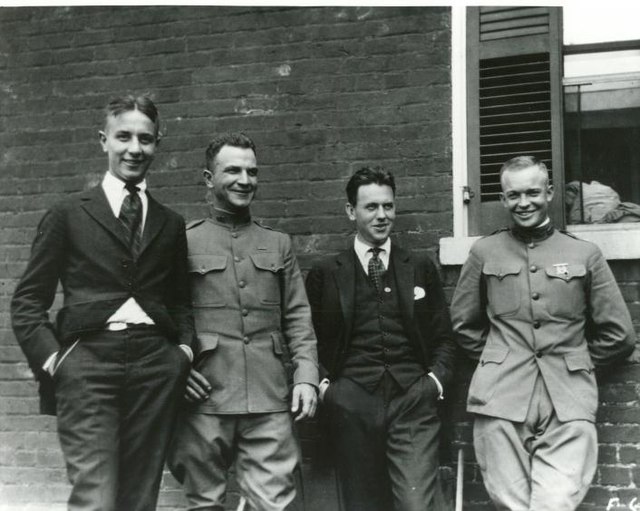 Eisenhower (far right) with friends William Stuhler, Major Brett, and Paul V. Robinson in 1919, four years after graduating from the United States Mil