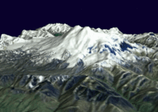 Kolmiulotteinen malli Elbrus-vuoresta.
