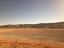 The dry lakebed of Lake Elizabeth in 2018. Elizabeth Lake (LA County, California) (2018).jpg