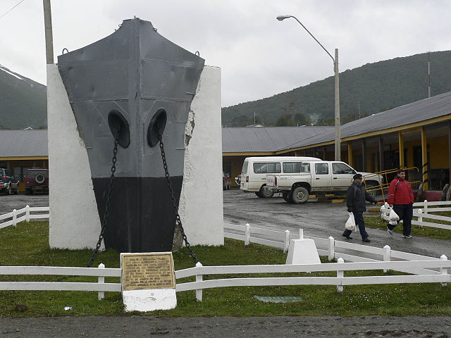 Prow of the Yelcho in Puerto Williams preserved as a monument