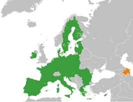 Kaart met daarop Europese Unie en Azerbeidzjan