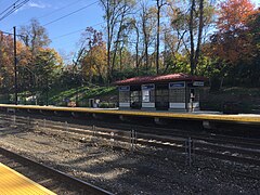 Exton station, which serves SEPTA and Amtrak trains Exton SEPTA and Amtrak station from outbound platform November 2018.jpeg