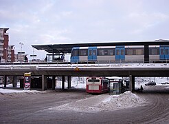 Een trein in het station