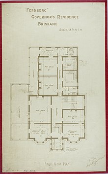 First Floor Plan, c 1884 Fernberg, Governor's Residence, Brisbane, First Floor Plan, c 1884.jpg