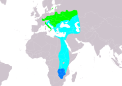 Distribución de Ficedula albicollis