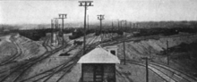 A view of the North and Eastbound classification yard at Cedar Hill Yard in the early 1920s. Freight Terminals and Trains Cedar Hill North and East Yard.png