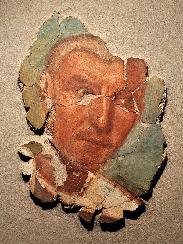 Wall fragment with fresco of a Gallo-Roman man, from Evreux, 250–275 AD