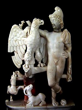 Statuette, featuring Ganymede, an eagle, a dog, and a sleepy goat