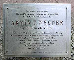 Armin Theophil Wegner: Biografia, Note, Bibliografia