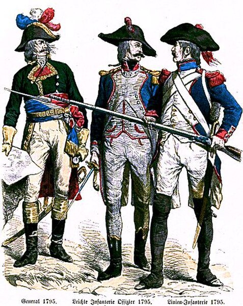 French Revolutionary général, officer d'infanterie legere and soldier of a demi-brigade de ligne.