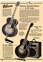 Gibson ES-250, ES-150 with EH-185 amp - magazine advertisement in 1939-1940.jpg