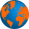 Globe terrestre Orange te Bleu.svg