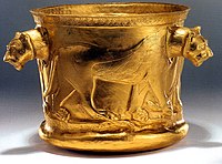 Achaemenid golden bowl with lioness imagery of Mazandaran, National Museum of Iran