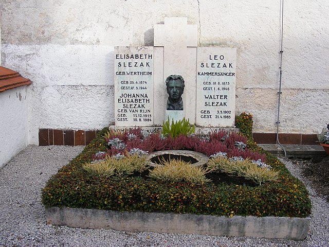Gravesite of Slezak, his wife Johanna, and his parents Leo and Elisabeth in Egern, Bavaria