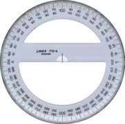 A 400 gon protractor marked in gradians.