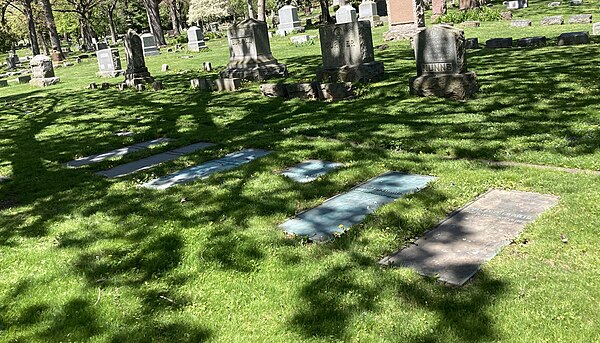 La Follette's grave (second from right) at Forest Hill Cemetery