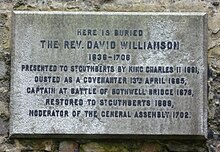 A Covenanter's progress revealed on a gravestone in Edinburgh Gravestone of the Rev. David Williamson.JPG